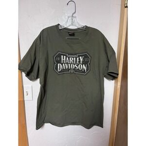 Harley Davidson Mens XL Olive Green London Warrs Graphic T-Shirt Kings Road UK
